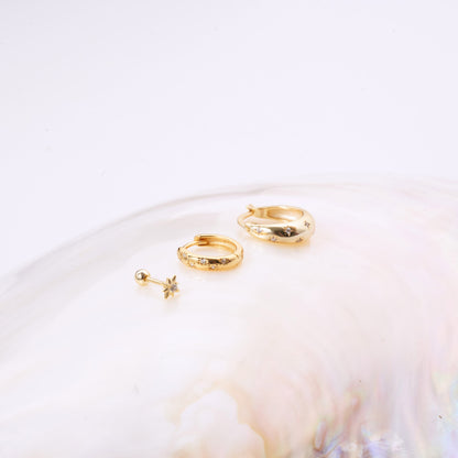 Celestial Huggie Hoops Set in Gold - LÉA