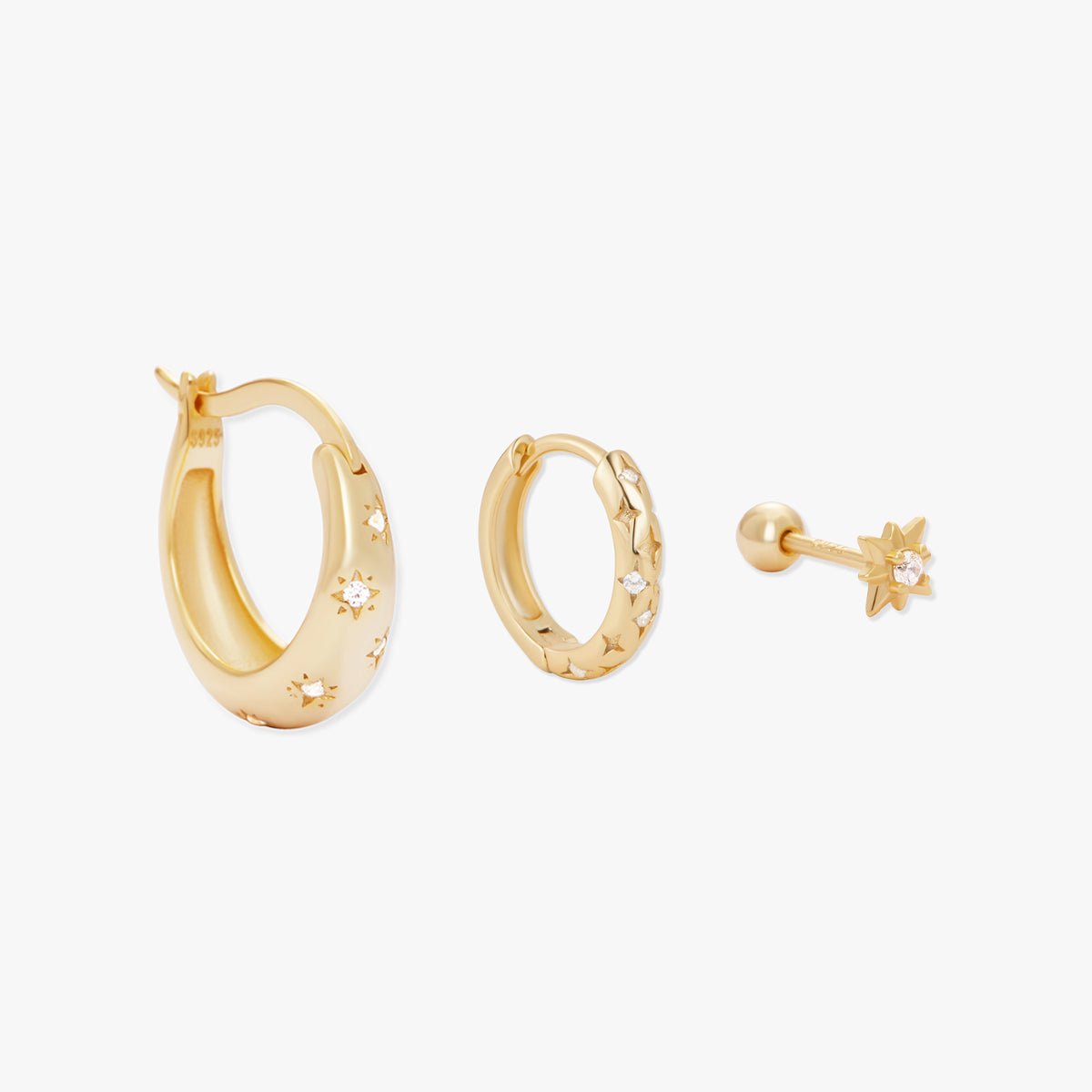 Celestial Huggie Hoops Set in Gold - LÉA