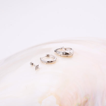 Celestial Huggie Hoops Set in Silver - LÉA
