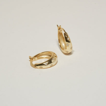 Celestial Star Tapered Hoops In Gold - LÉA