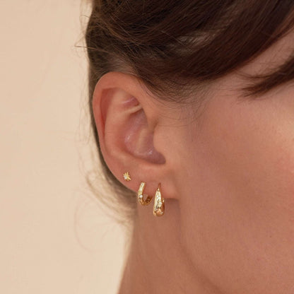 Celestial Star Tapered Hoops In Gold - LÉA