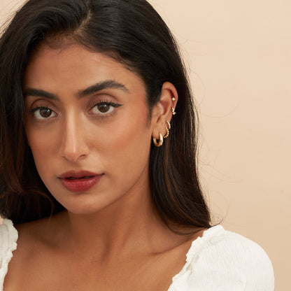 Celestial Star Tapered Hoops In Gold - LÉA