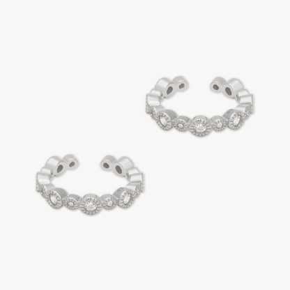 Crystal Bezel Ear Cuff In Silver