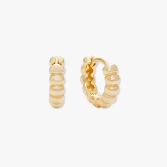 Chubby Beaded Huggies In Gold - LÉA