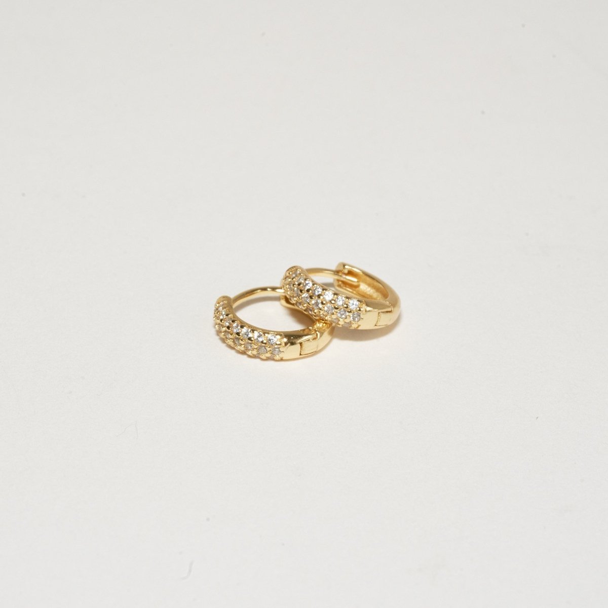 Chubby Crystal Paved Huggies in Gold - LÉA