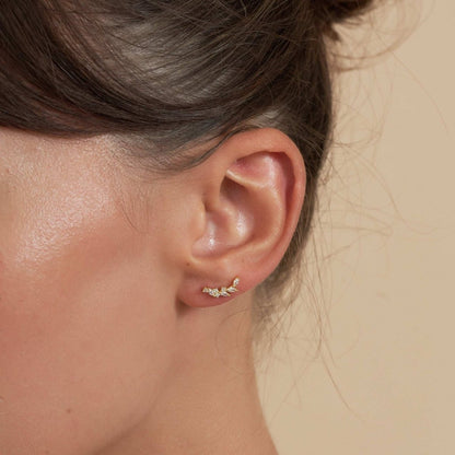 Climber Marquise Stud Earrings In Gold - LÉA