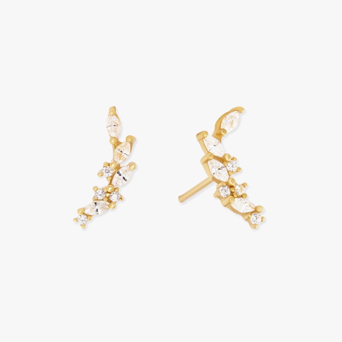 Climber Marquise Stud Earrings In Gold - LÉA