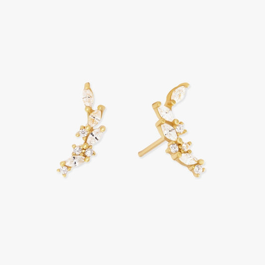 Climber Marquise Stud Earrings In Gold - LÉA