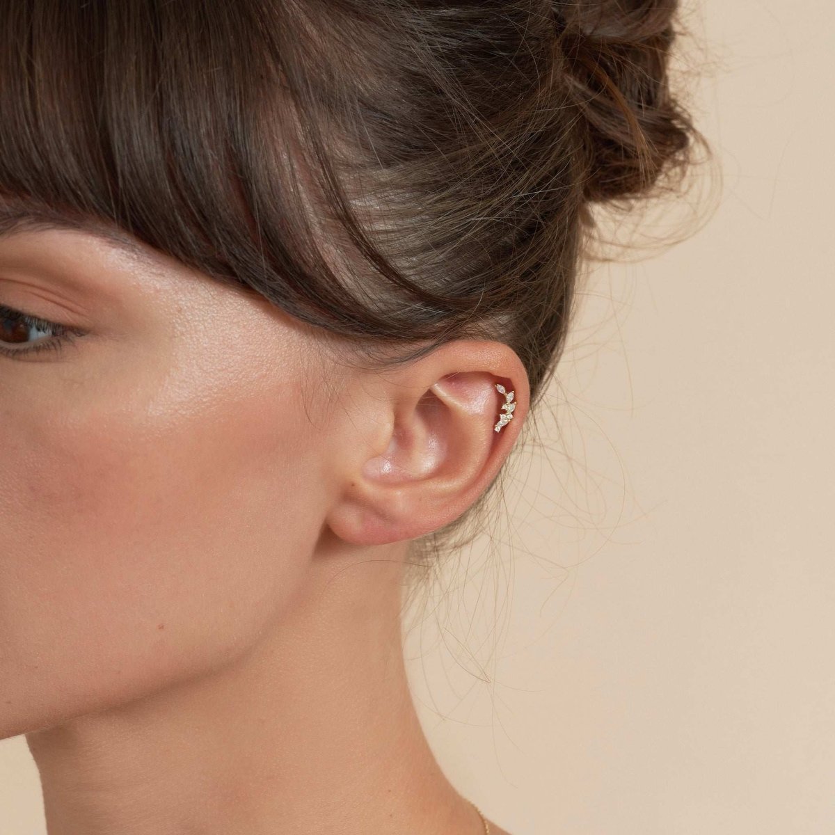 Climber Marquise Stud Earrings In Gold - LÉA
