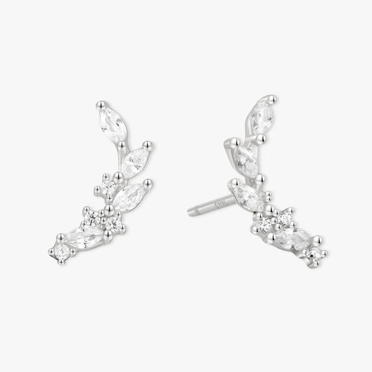 Climber Marquise Stud Earrings In Silver - LÉA