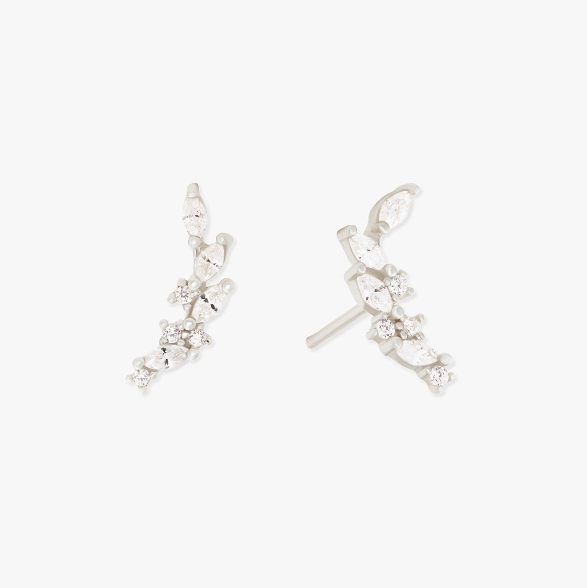 Climber Marquise Stud Earrings In Silver - LÉA