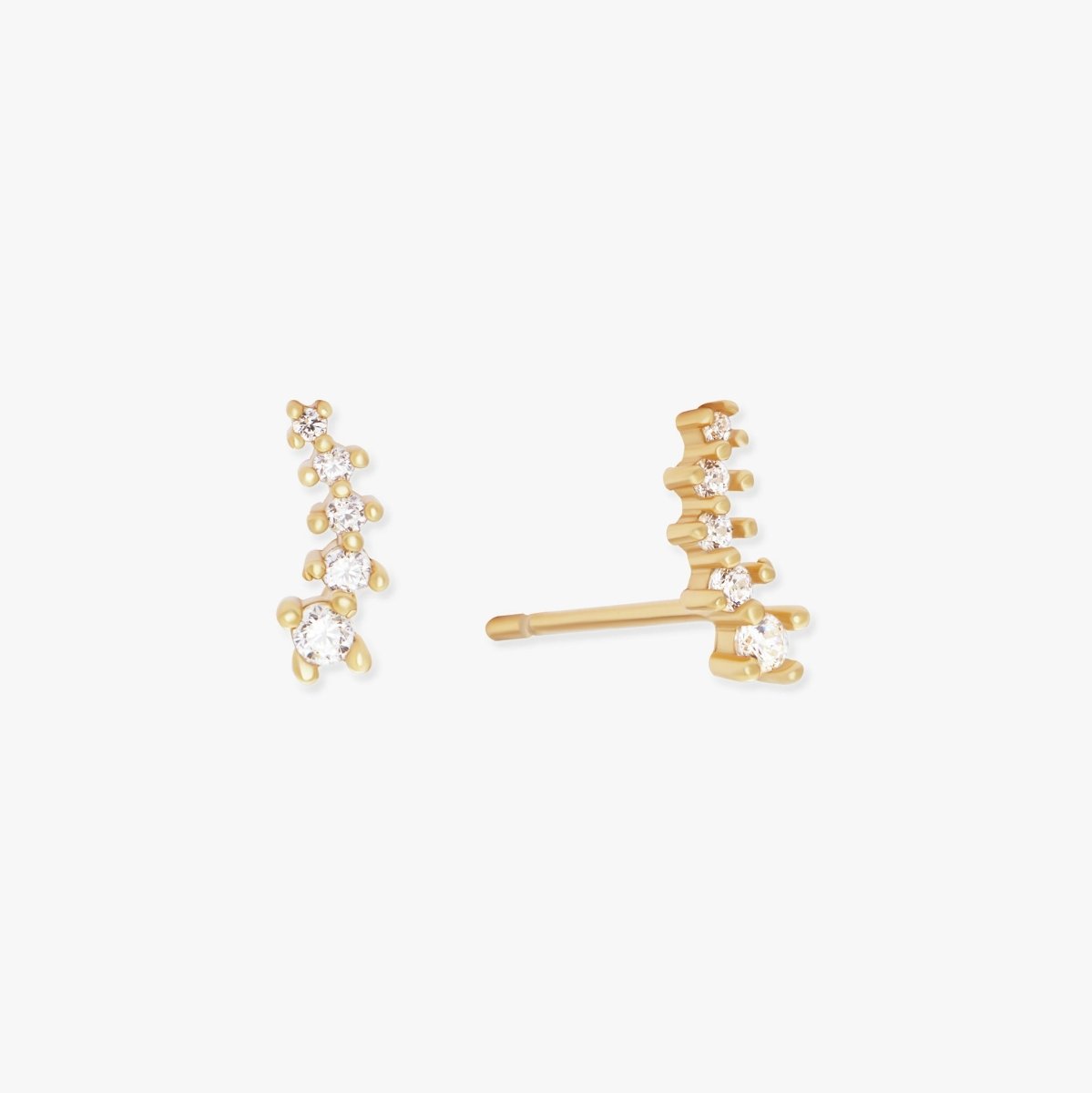 Crystal Climber Stud Earrings In Gold - LÉA