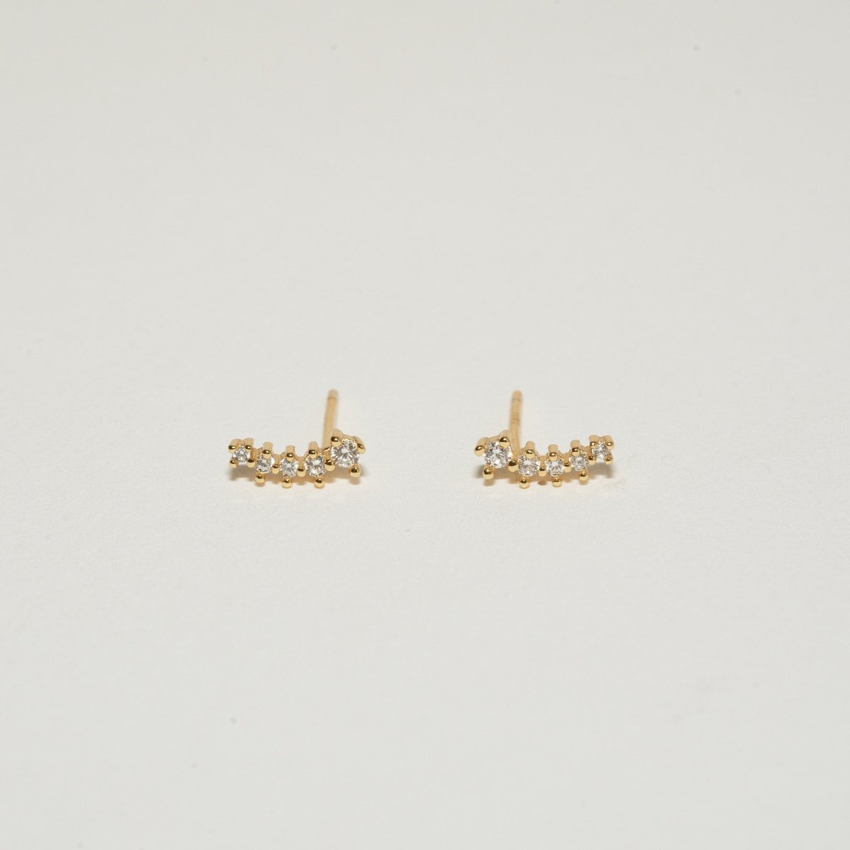 Crystal Climber Stud Earrings In Gold - LÉA