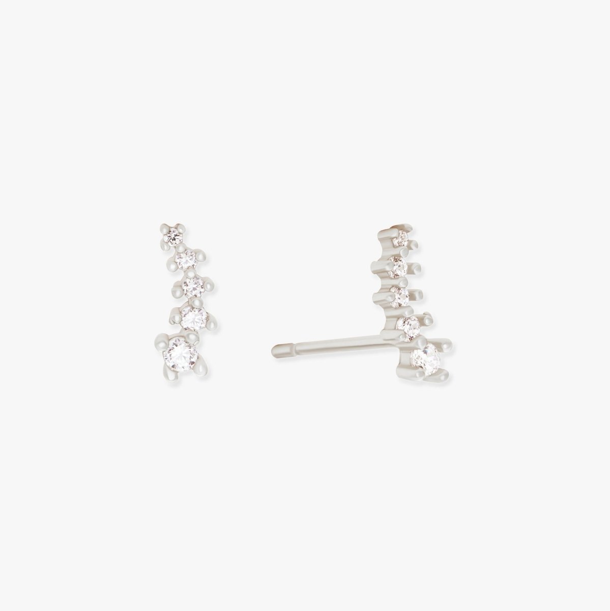 Crystal Climber Stud Earrings In Silver - LÉA