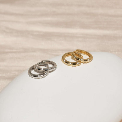 Crystal Dotted Huggies In Gold - LÉA