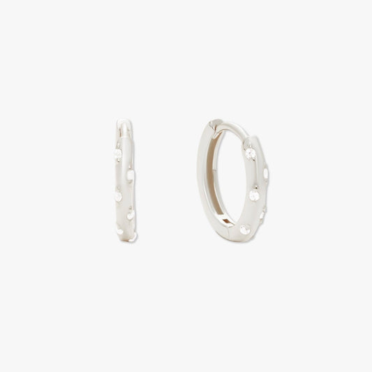 Crystal Dotted Huggies In Silver - LÉA