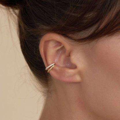 Crystal Double Band Ear Cuff in Gold - LÉA