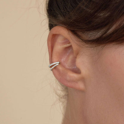 Crystal Double Band Ear Cuff in Silver - LÉA