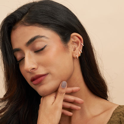 Crystal Paved Huggie Hoops In Gold - LÉA