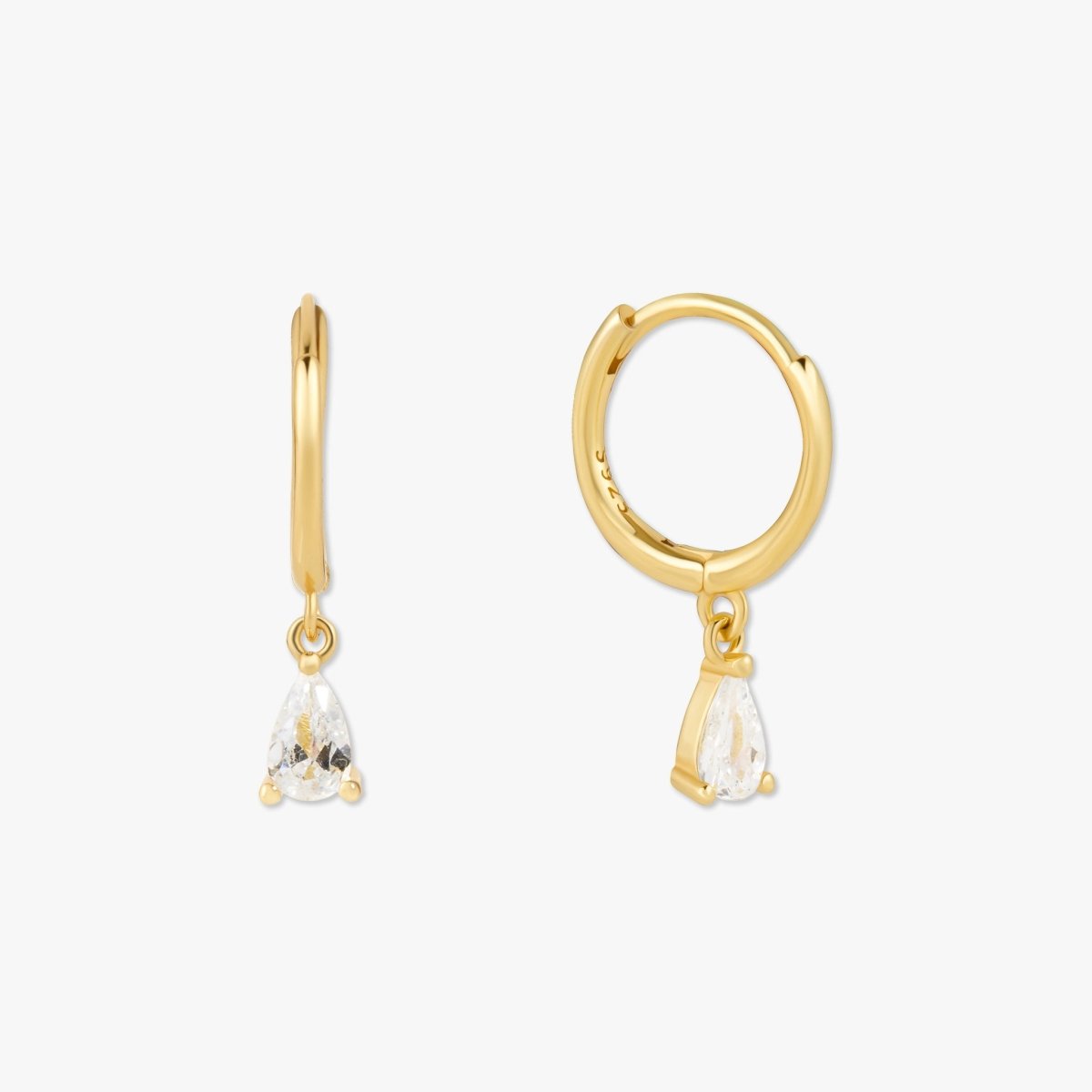 Crystal Teardrop Dangle Hoops in Gold - LÉA
