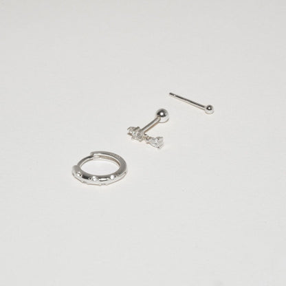 Dainty Crystal Earrings Set in Silver - LÉA