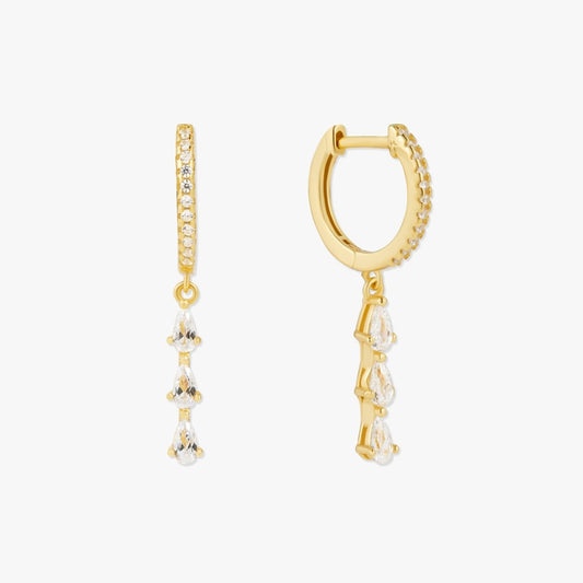 Diamond Drop Earrings In Gold - LÉA