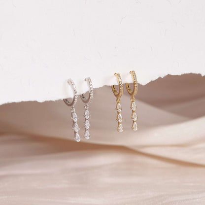 Diamond Drop Earrings In Gold - LÉA