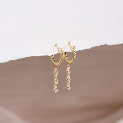Diamond Drop Earrings In Gold - LÉA
