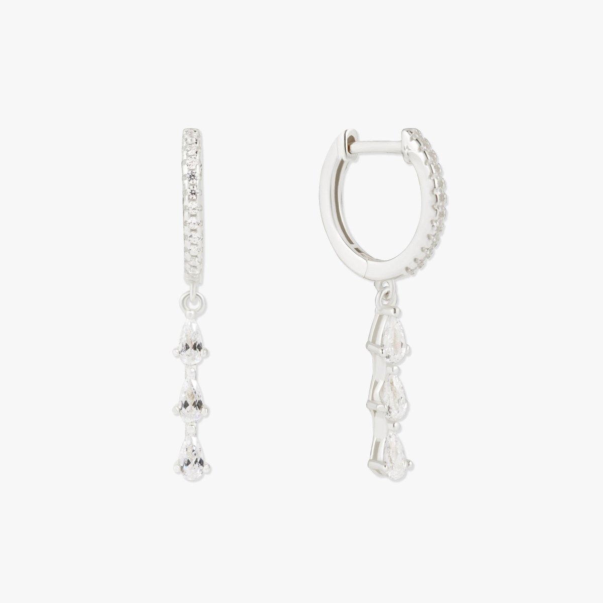 Diamond Drop Earrings In Silver - LÉA