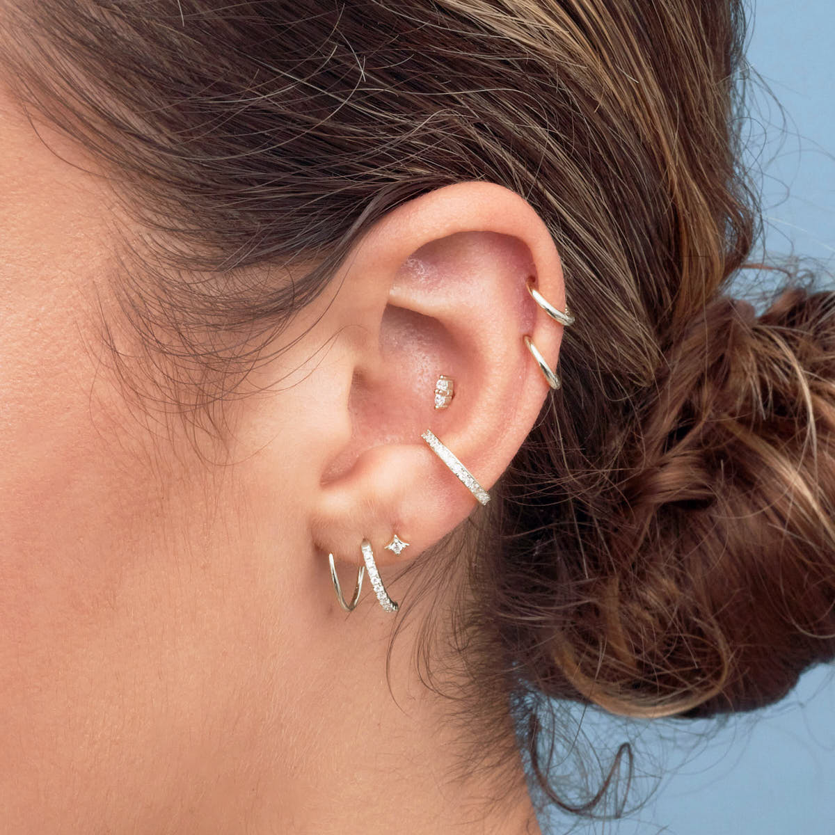 Essential Cartilage Hoops in Silver - LÉA