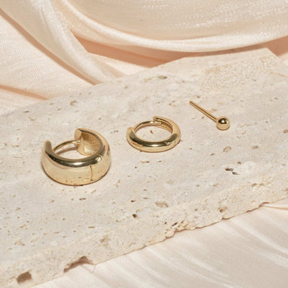 Essential Chunky Hoops Set in Gold - LÉA