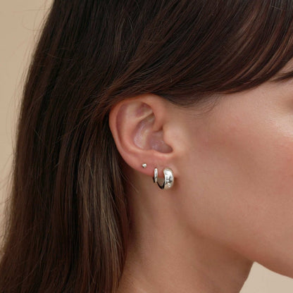 Essential Chunky Hoops Set in Silver - LÉA
