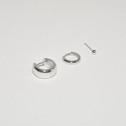Essential Chunky Hoops Set in Silver - LÉA