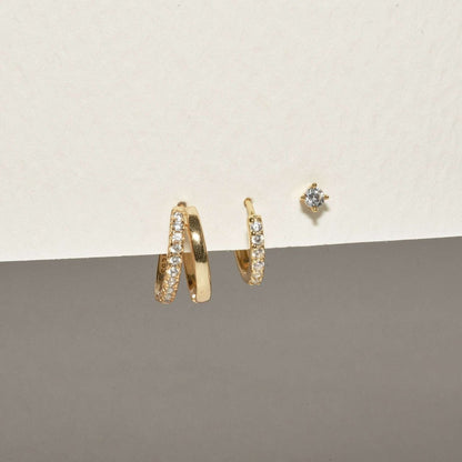 Everyday Crystal Huggies Set in Gold - LÉA