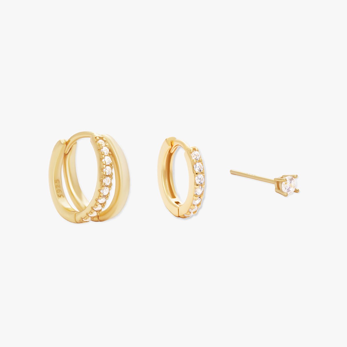 Everyday Crystal Huggies Set in Gold - LÉA