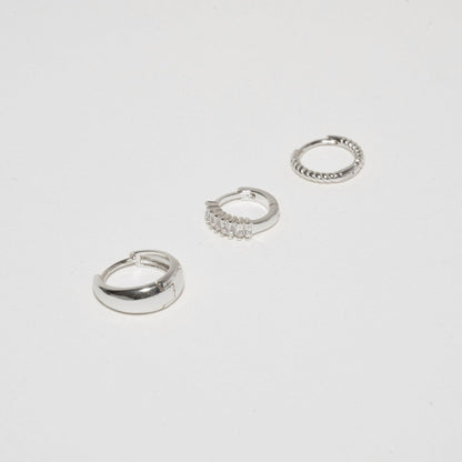 Everyday Huggie Hoops Set in Silver - LÉA