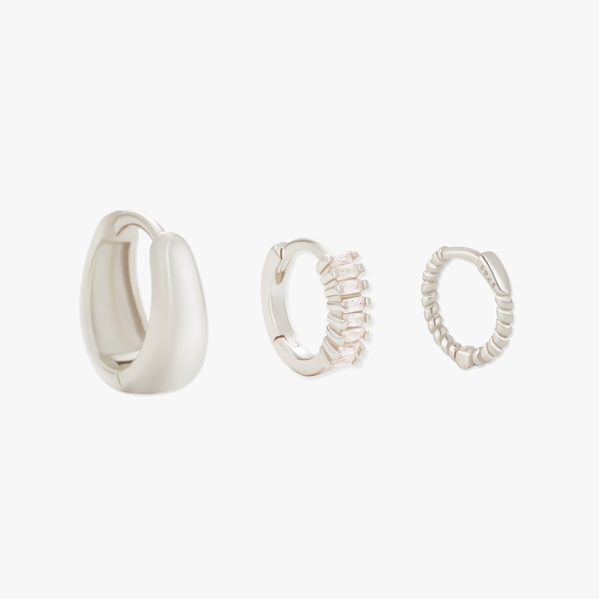 Everyday Huggie Hoops Set in Silver - LÉA