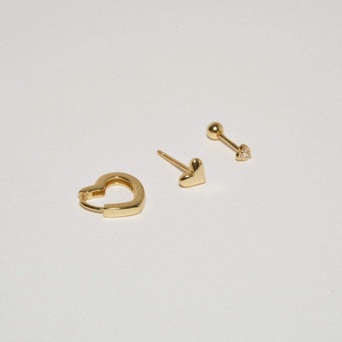 Heart Earrings Set in Gold - LÉA