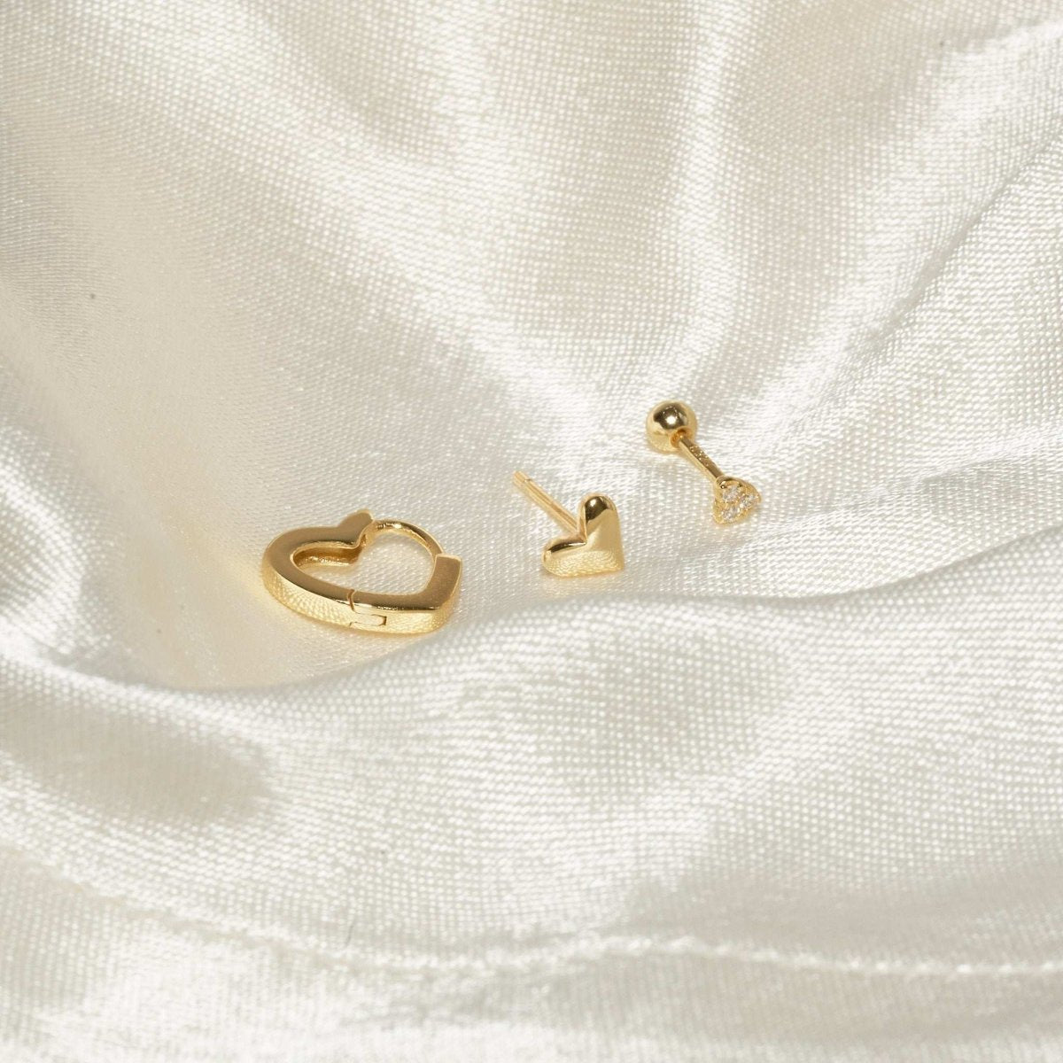 Heart Earrings Set in Gold - LÉA