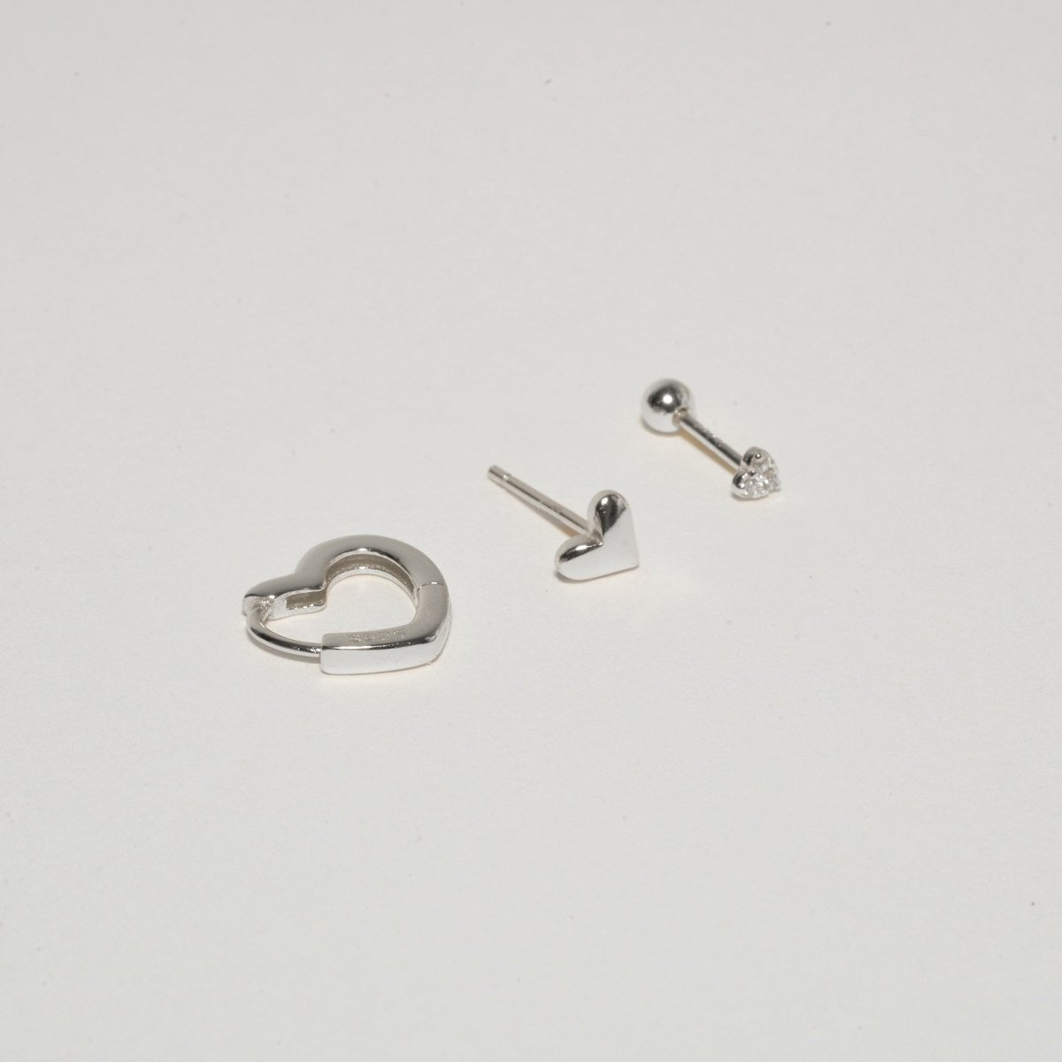 Heart Earrings Set in Silver - LÉA
