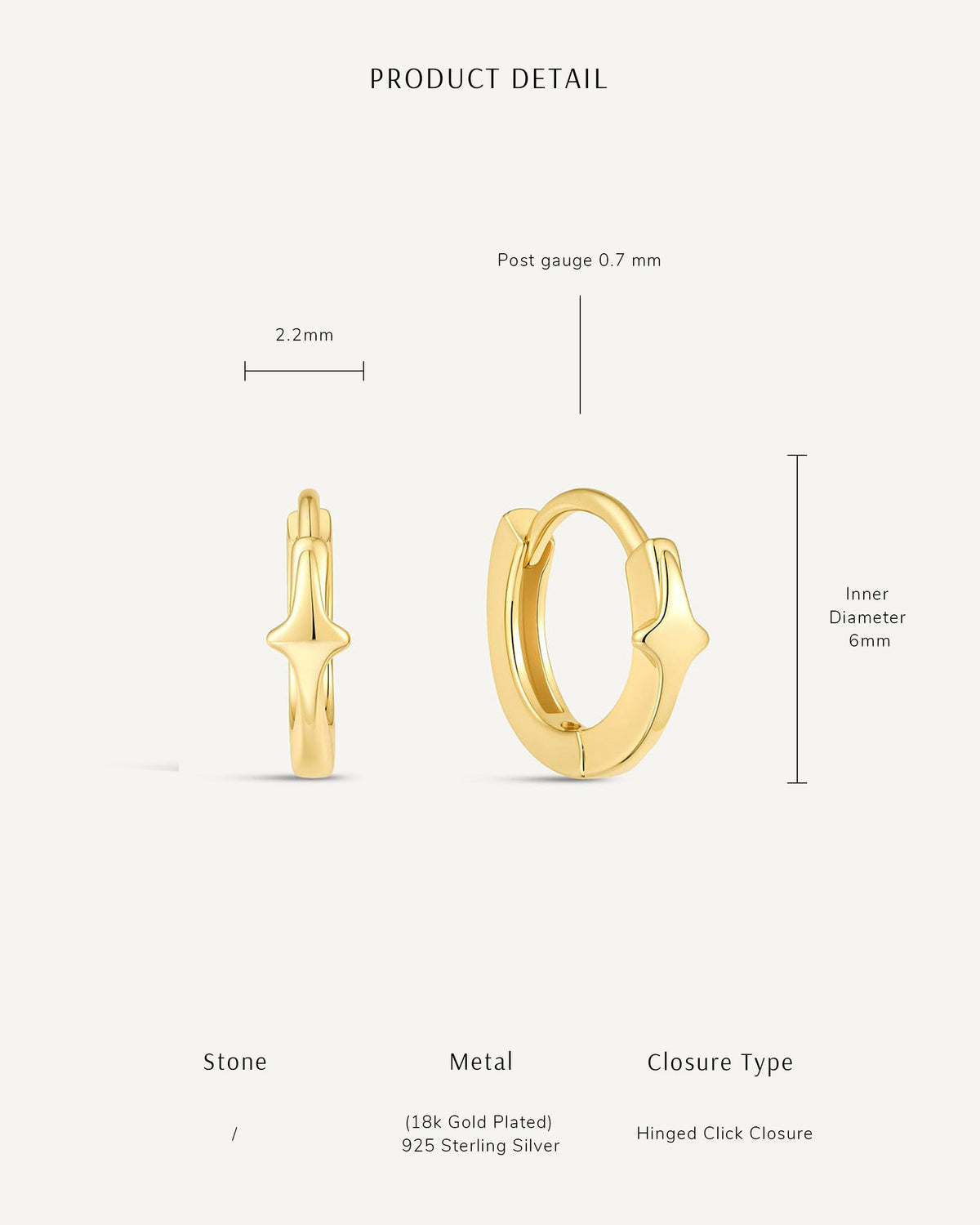 Mini Star Huggie Hoop In Gold