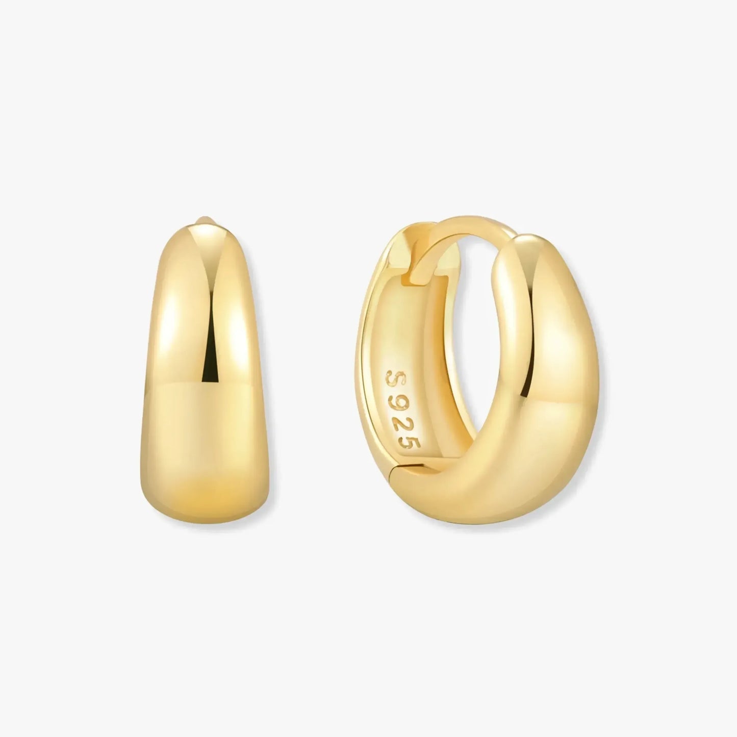 Tapered Huggie Hoops In Gold