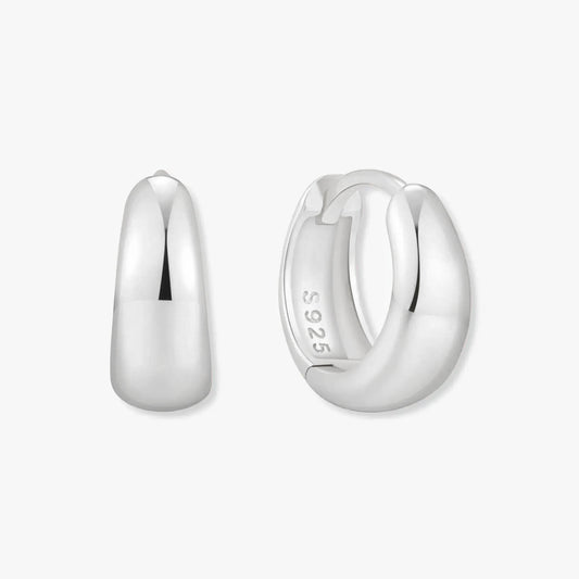 Tapered Huggie Hoops In Silver