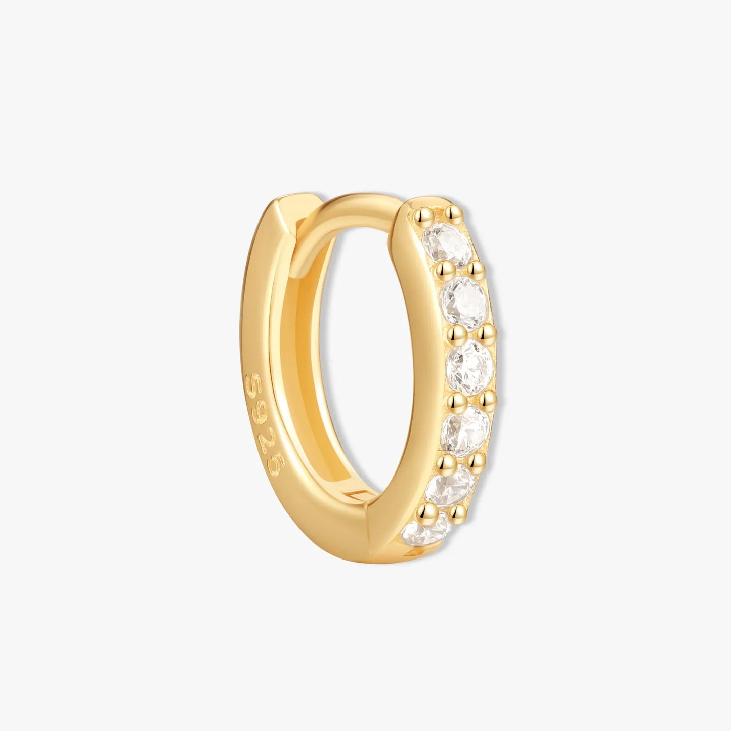 Crystal Paved Huggie Hoops In Gold