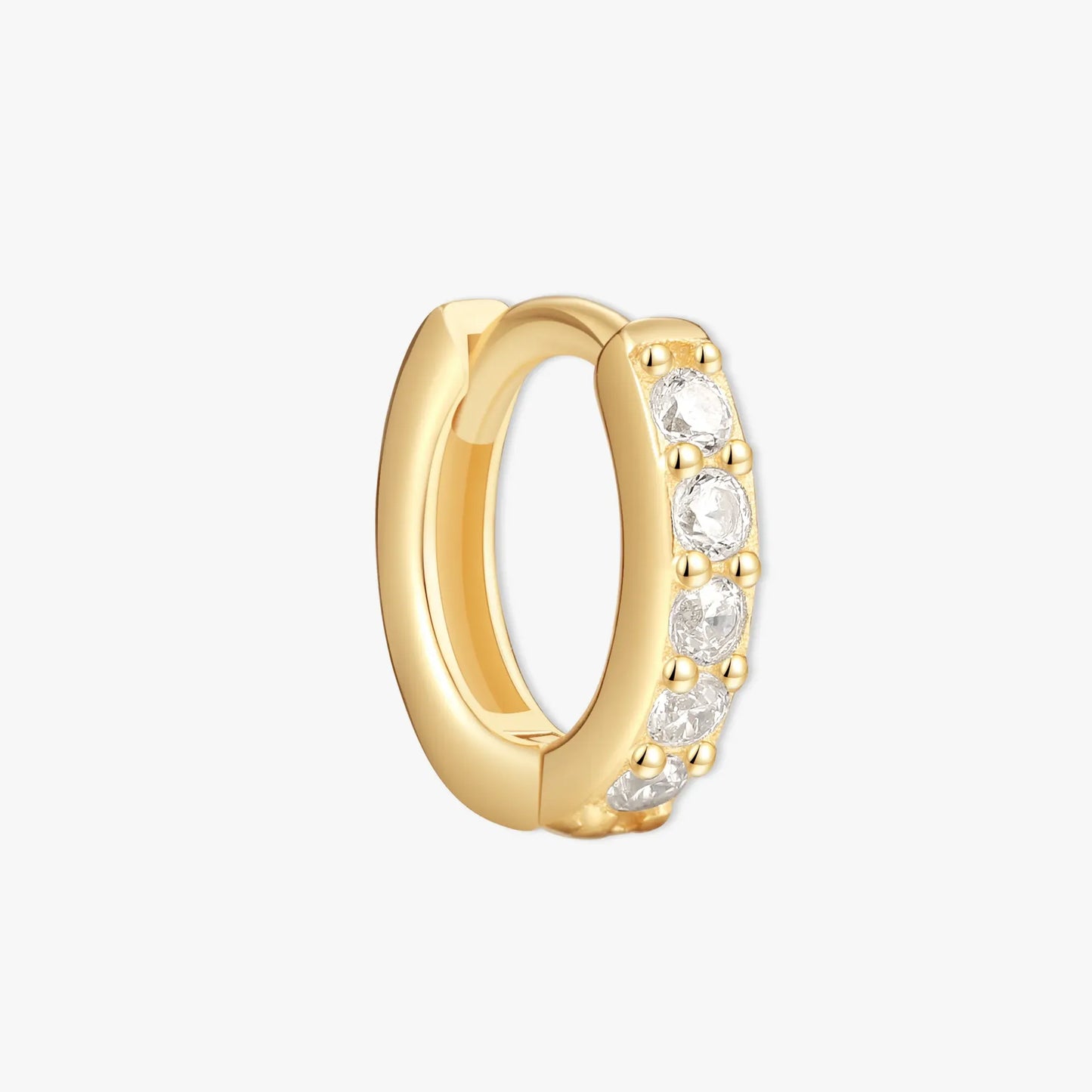 Crystal Paved Huggie Hoops In Gold