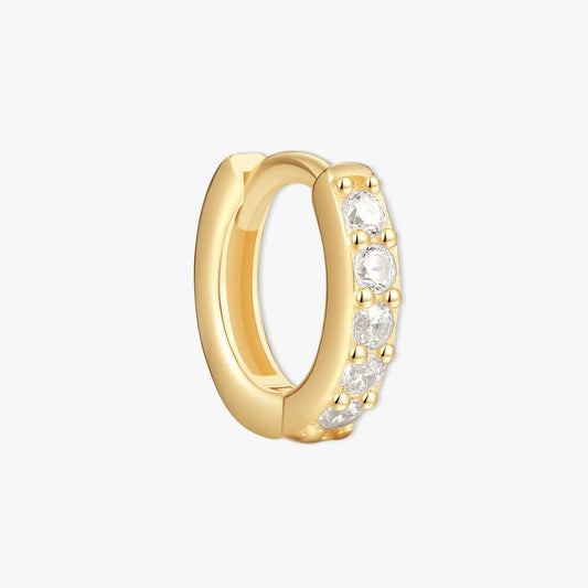 Crystal Paved 6mm Helix Huggie In Gold