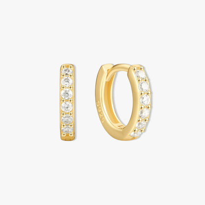 Crystal Paved Huggie Hoops In Gold