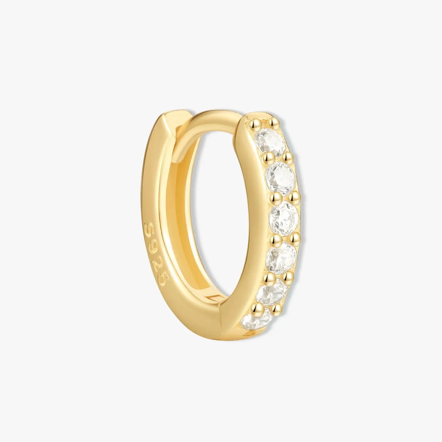 Crystal Paved Huggie Hoops In Gold