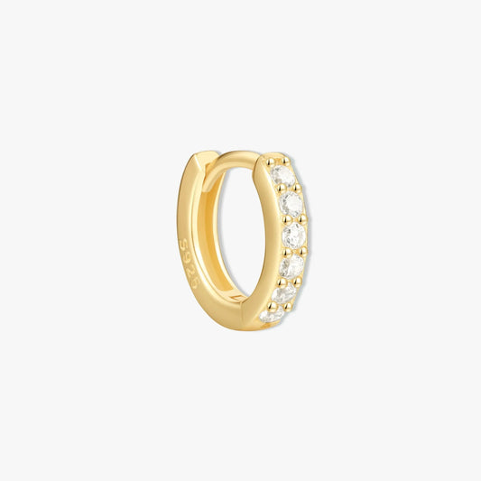 Crystal Paved Huggie Hoops In Gold