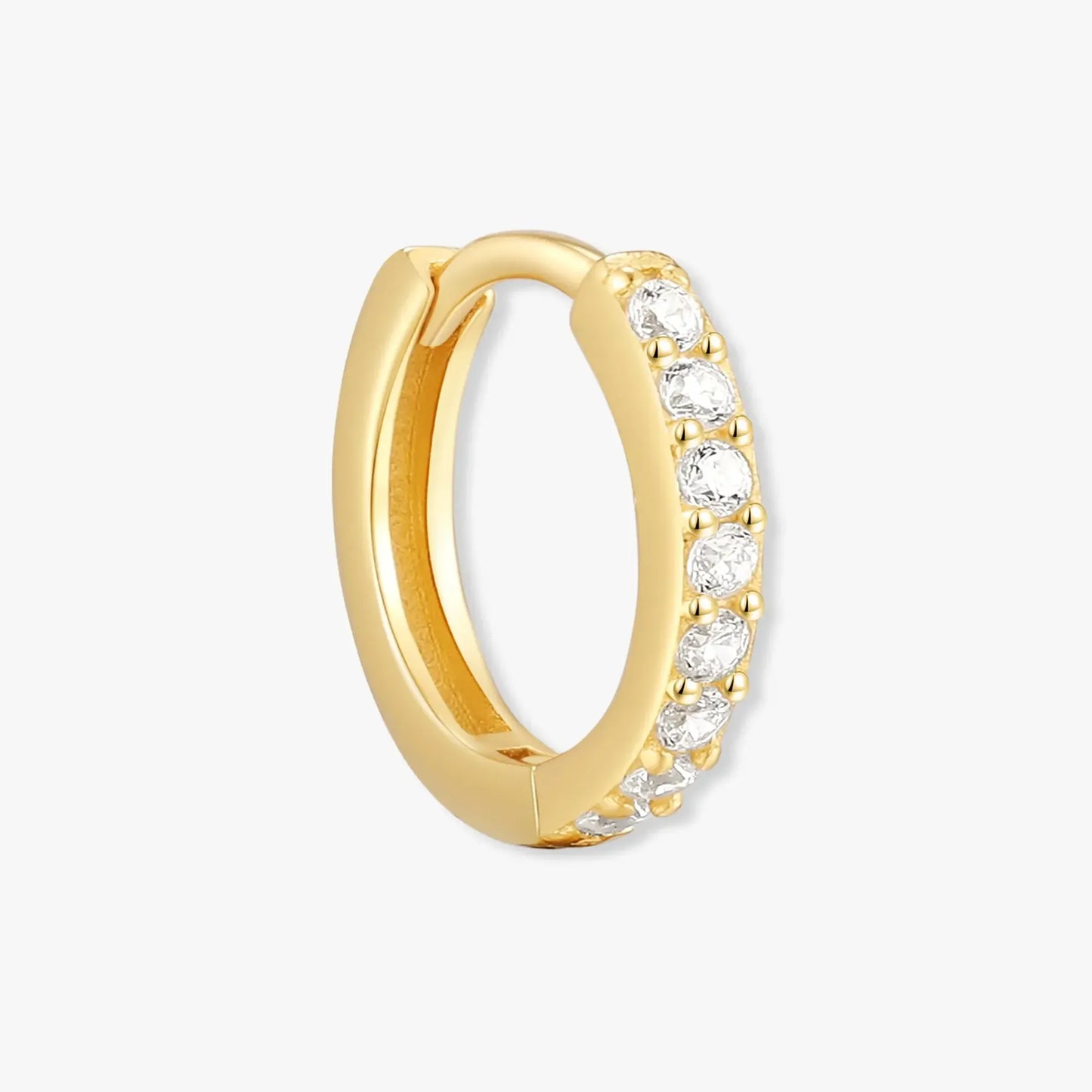 Crystal Paved Huggie Hoops In Gold